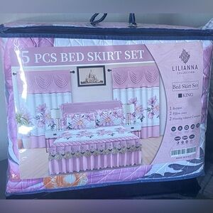 Liliana Pink Floral Bed Skirt Set